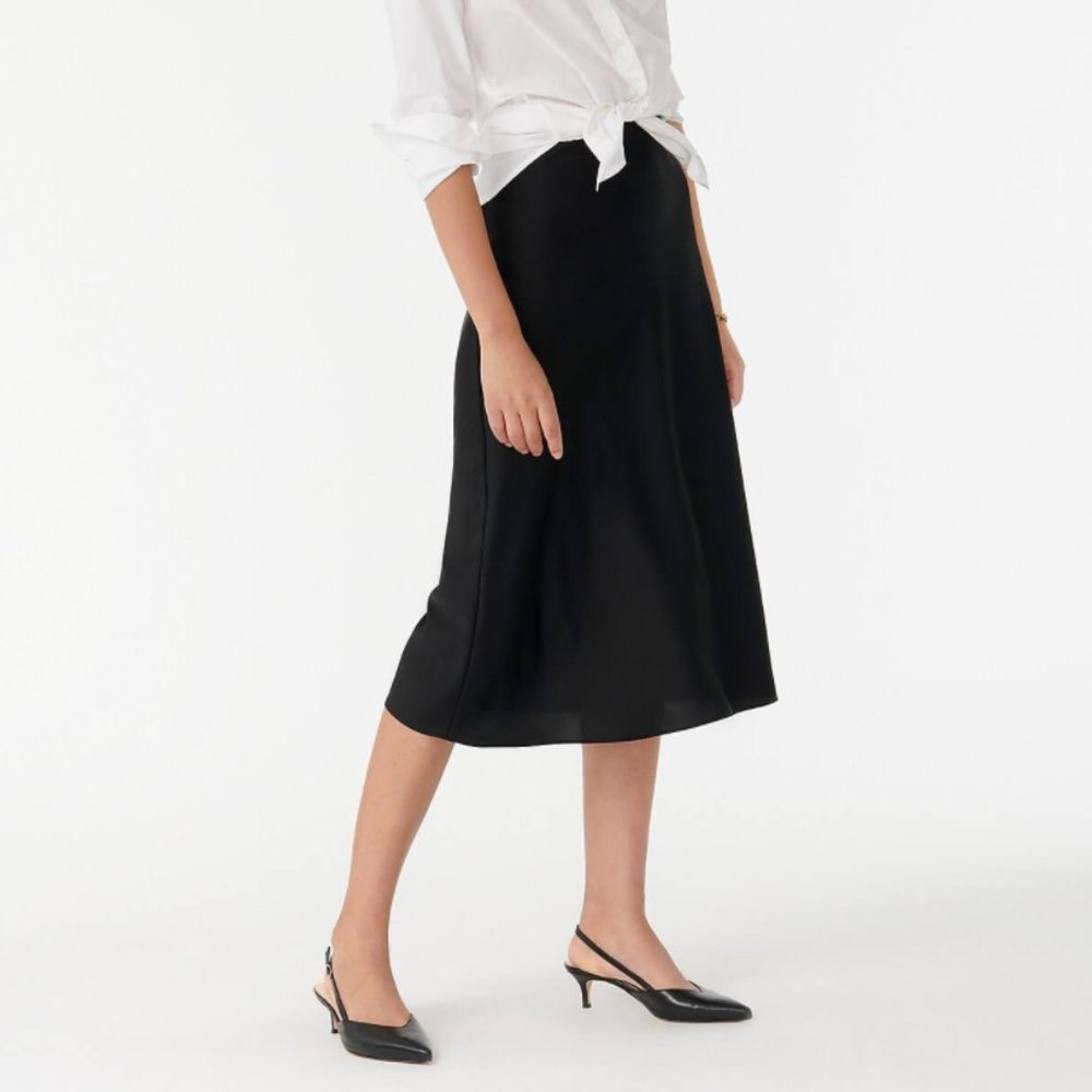NWT J.Crew Black Silk Slip Skirt